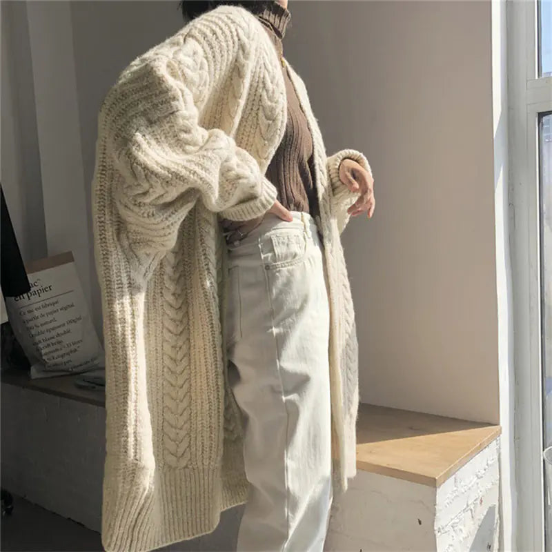 Women's Thick Knitted Long Sweater Coat for Fall/Winter Mimarta