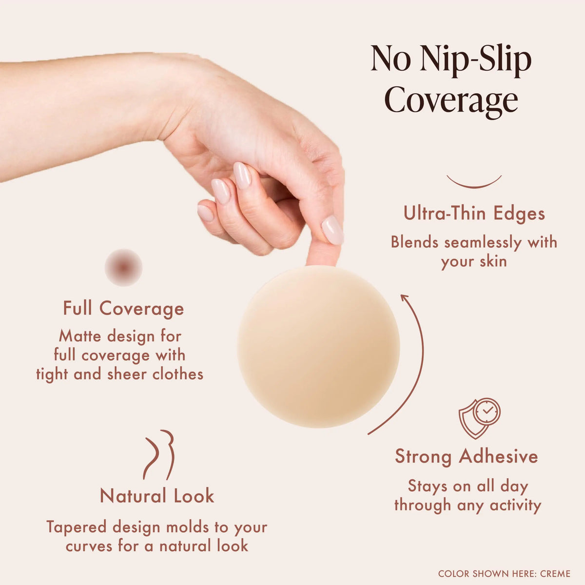Reusable Silicone Nipple Covers - Waterproof, Nude, 4 Shades - Sticky Breast Stickers for Strapless Dress Crème Medium (Fits C-DD) Rieworkes