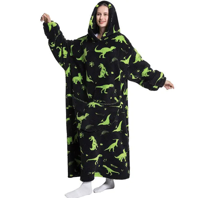 Oversized Long Blanket Hoodie Autumn Winter Fleece Rieworkes