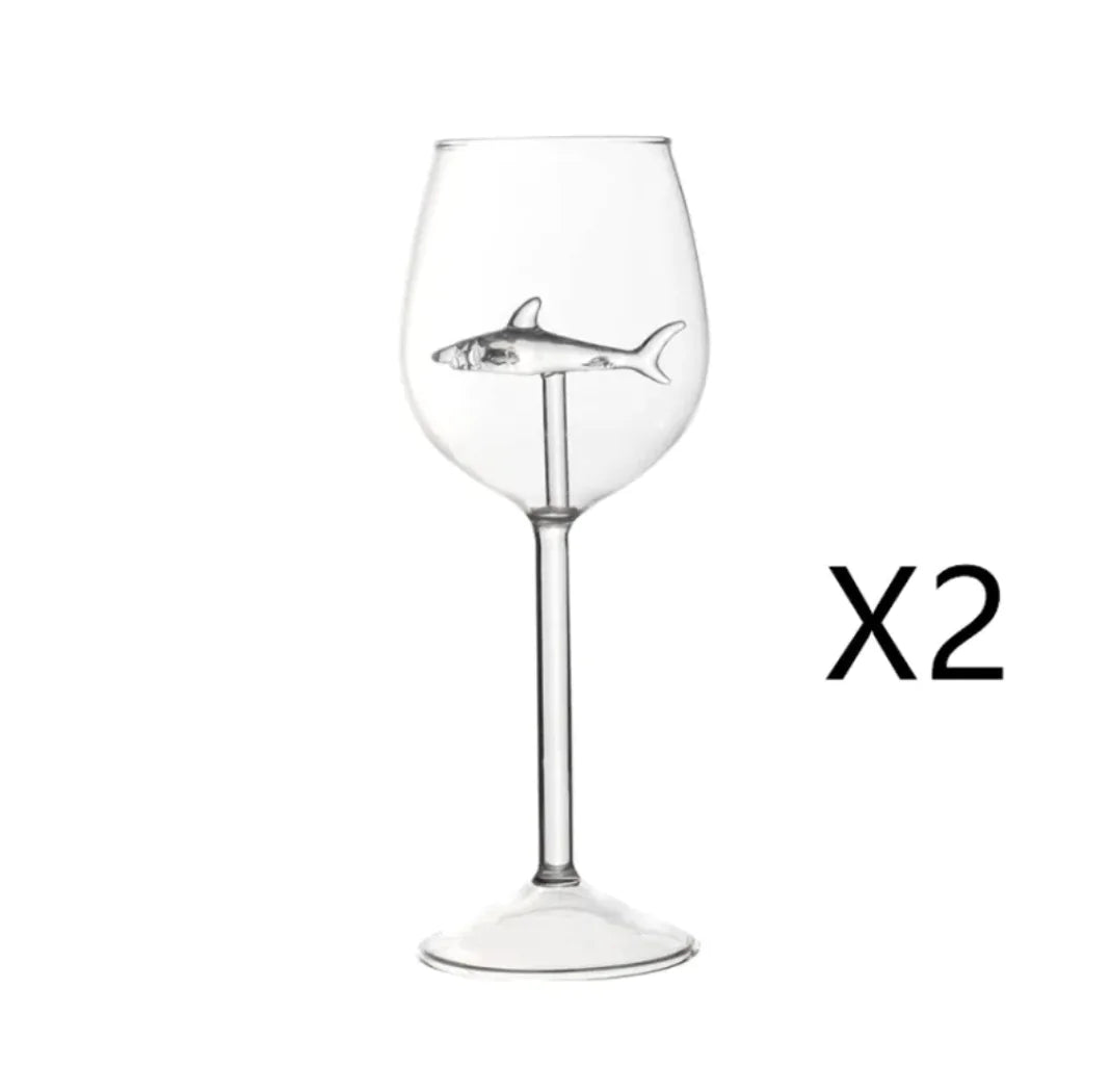 Shark Inside Red Wine Glass Rieworkes