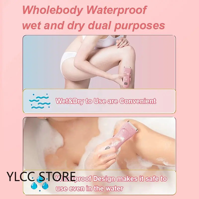 Waterproof Electric Bikini Trimmer for Women - Cordless Body Hair Shaver and Painless Epilator for Legs Rieworkes