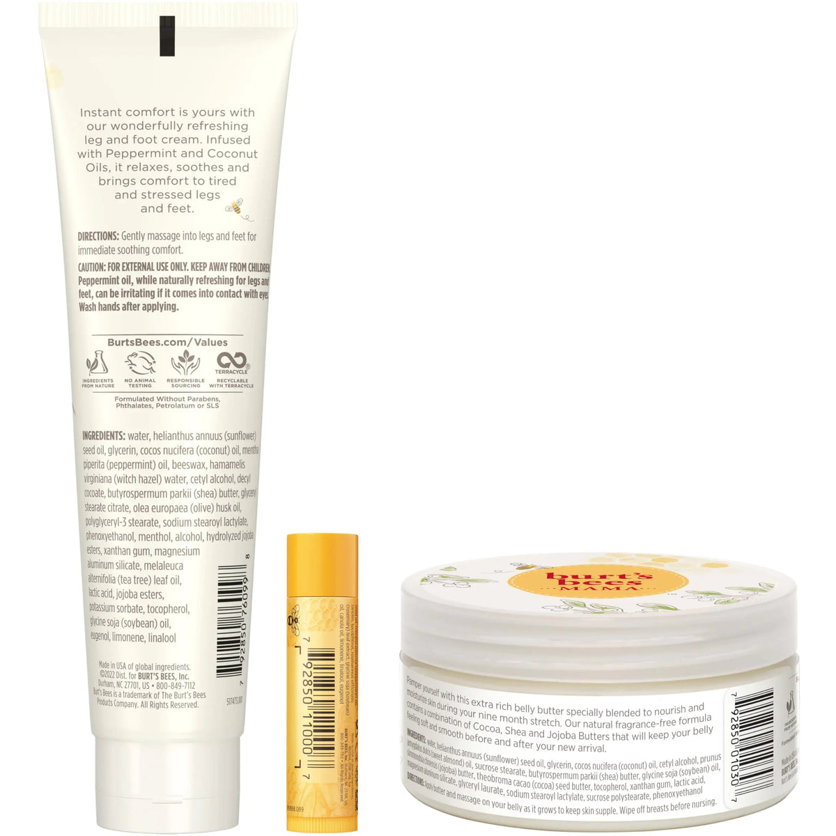 Burt's Bees Pregnancy Essentials Gifts Set, 3 Giftable Baby Shower Products & Must Have Baby Registry Items, Nourishing Skincare - Mama Belly Butter, Original Lip Balm, Leg & Foot Cream Mama Pregnancy Set 3 Count (Pack of 1) Rieworkes