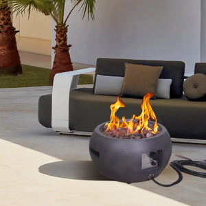 New Design Product Faux Concrete Texture Round Dark Propane Outdoor Fire Pit Mimarta