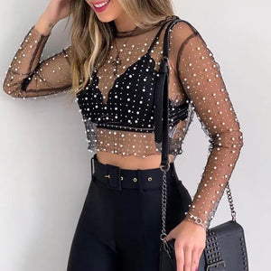 Mesh Patchwork Crop: Elegant Glam Rieworkes
