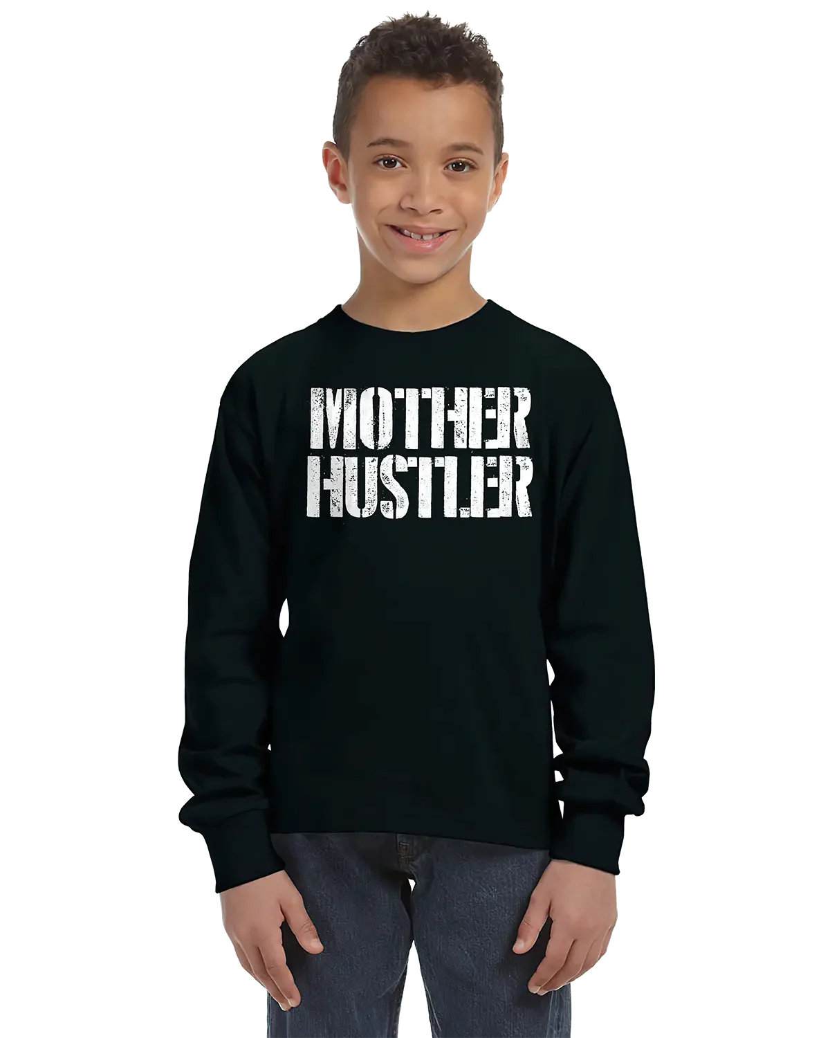 Mother Hustler Unisex Kids Long Sleeve T-Shirt Rieworkes