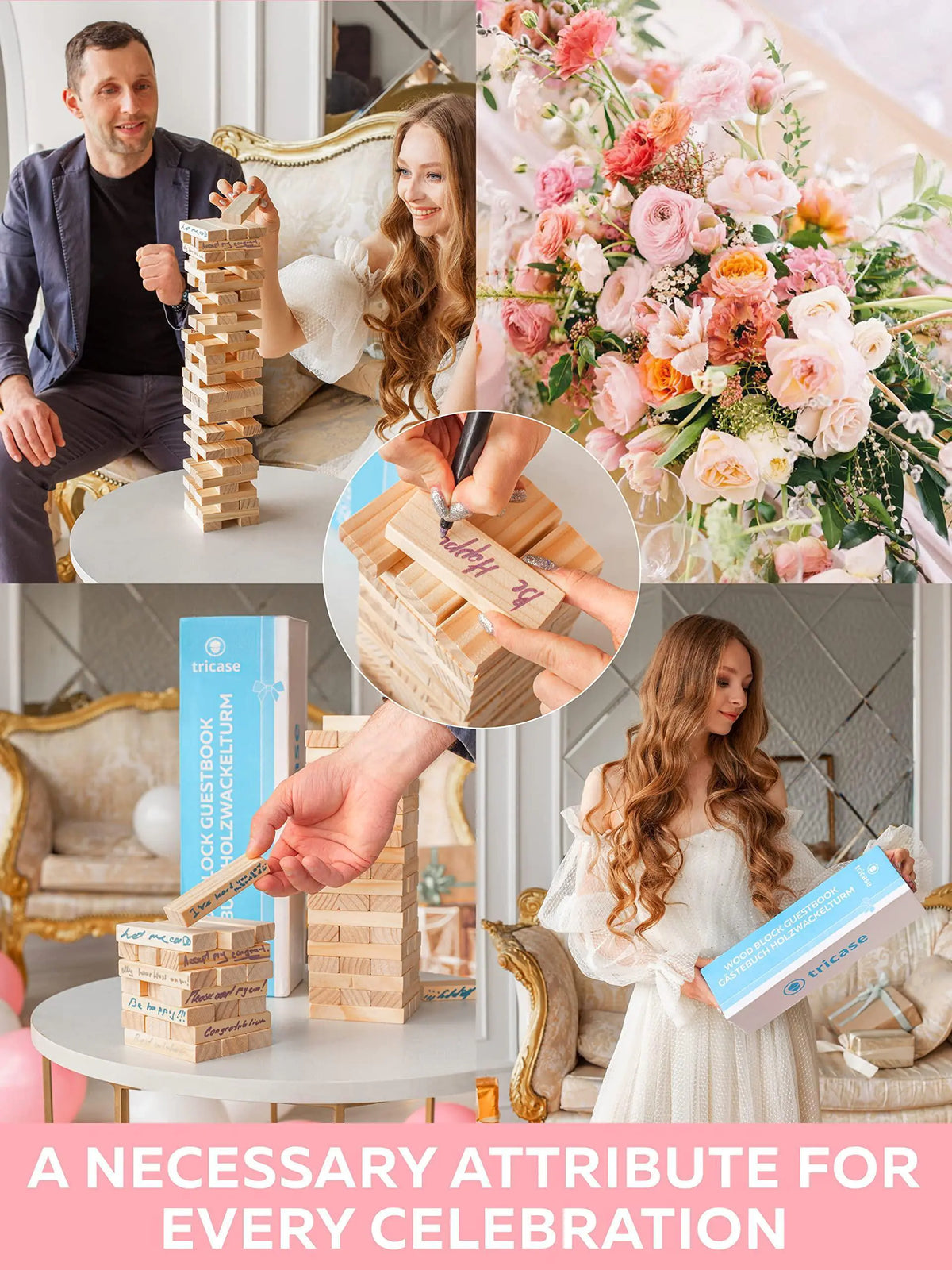 Wedding Guest Book Alternative 75 pcs Wooden Block Guest Book for Sign Rieworkes