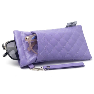 Face Shadow Double Glasses Case Soft Eyeglass Case For Women Men Squeeze Top Sunglasses Case With Cleaning Cloth Pu Purple Rieworkes