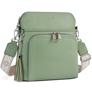Crossbody Purse for Women,Lightweight Medium Crossbody Bag Soft Leather Women's Shoulder Handbags with Tassel Taupe Rieworkes