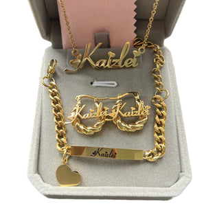 Personalized Kids Jewelry Set: Necklace, Bracelet, Earrings Mimarta
