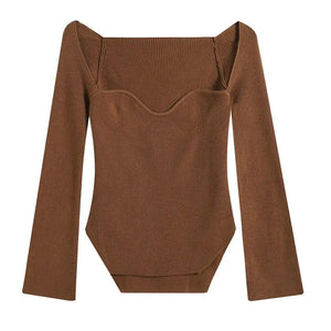 Ribbed Sweetheart Long Sleeve Top Rieworkes