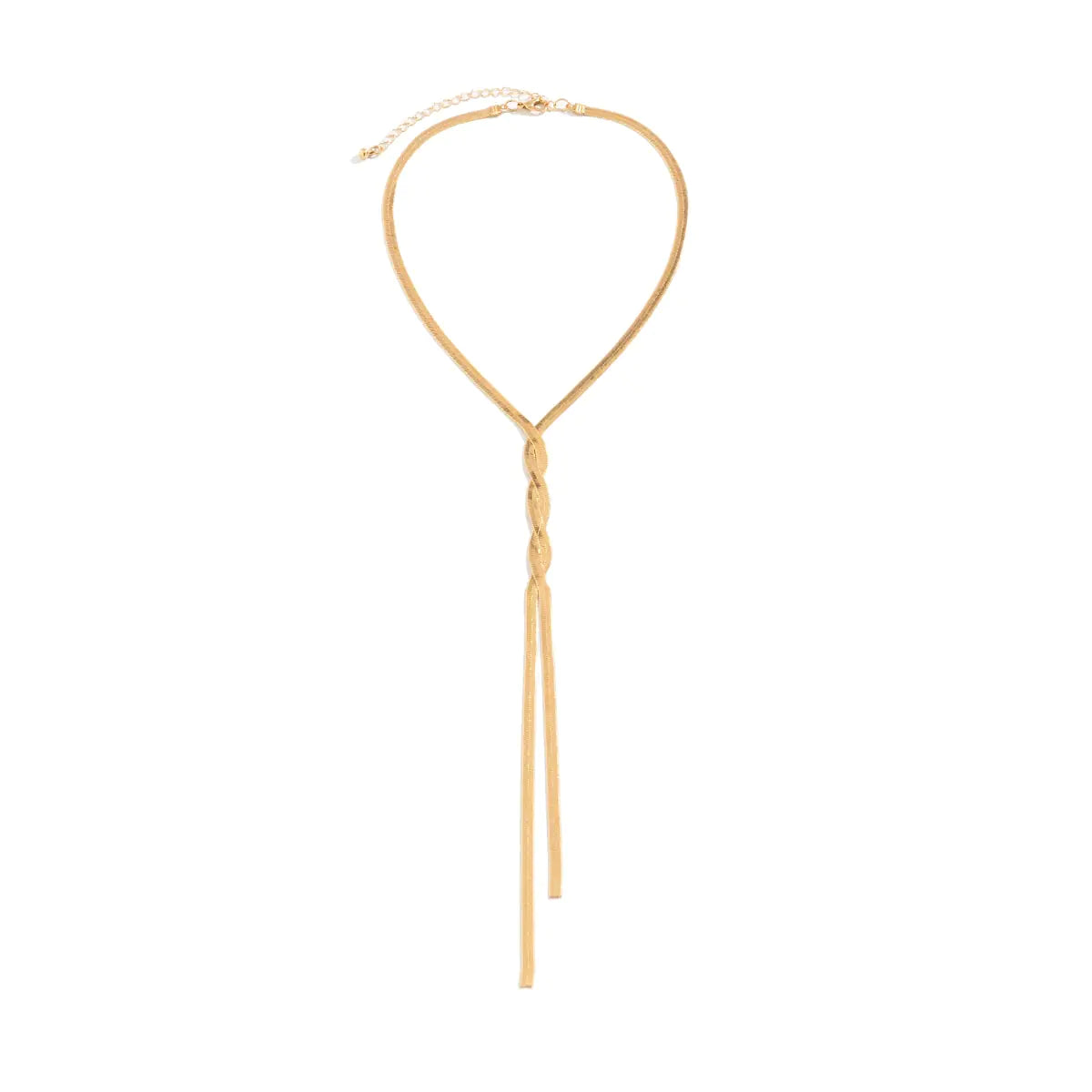 Ingemark Kpop Adjustable Flat Snake Long Chain Necklace for Women Wed Temperament Weave Link Choker Chest Neck Jewelry Gift New Rieworkes