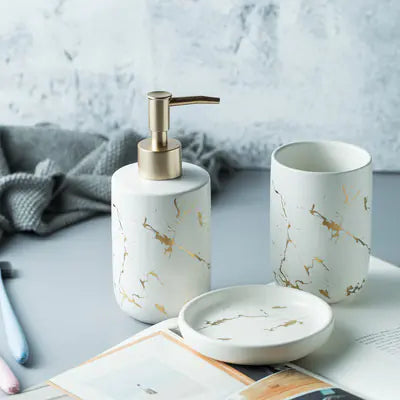 Nordic Luxury Marble Ceramic Bathroom Set (5 Pieces) Mimarta