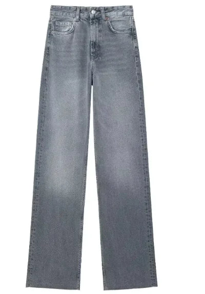 Fashion Casual High Waist Straight Wide Leg Denim Trousers For Women Rieworkes