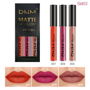 DNM Non-Stick Lip Gloss 3-Piece Set - Matte Metallic Mimarta