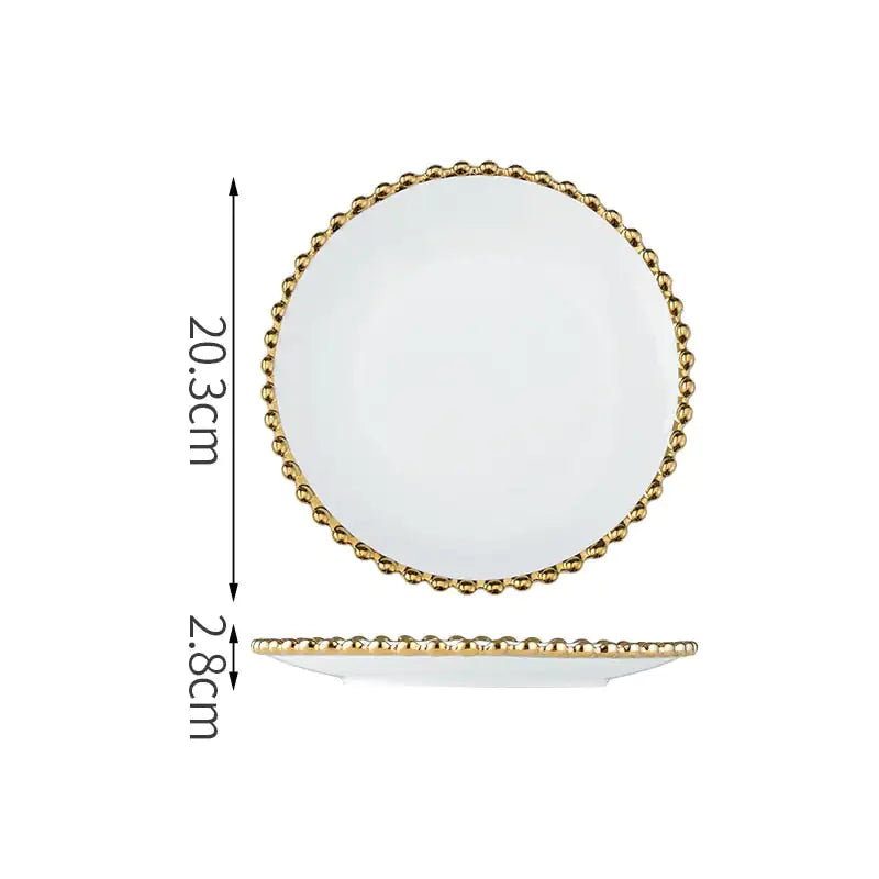 Nordic Gold Bead Ceramic Dinner Plates Rieworkes