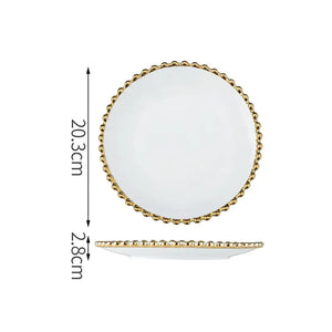 Nordic Gold Bead Ceramic Dinner Plates Rieworkes