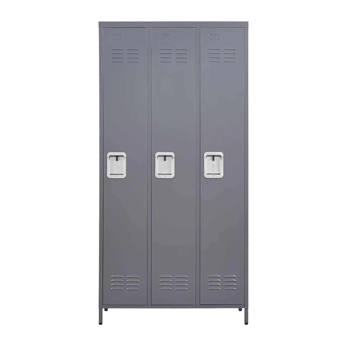 3 Employee Metal Lockers With 72 Inch High Locks, Home Gym Office, School Garage Lockers, Gray Rieworkes