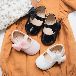 Meckior Infant Baby Girls Soft Sole Bowknot Princess Wedding Dress Mary Jane Flats Prewalker Newborn Light Baby Sneaker Shoes 6-12 Months Infant B05/Black Rieworkes