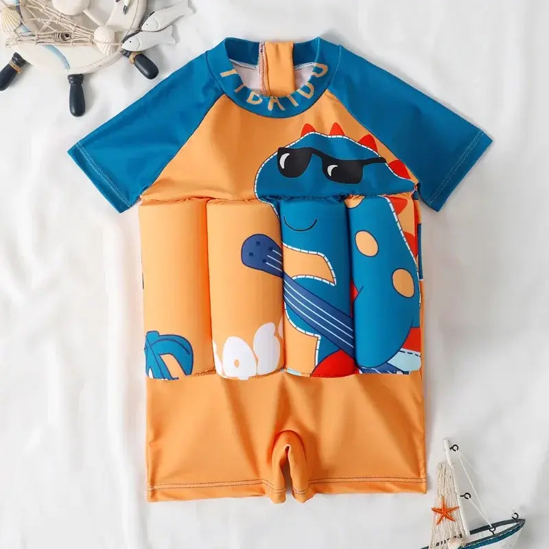 Cartoon Print One-Piece Floating Rash Guard Bathing Suit Rieworkes