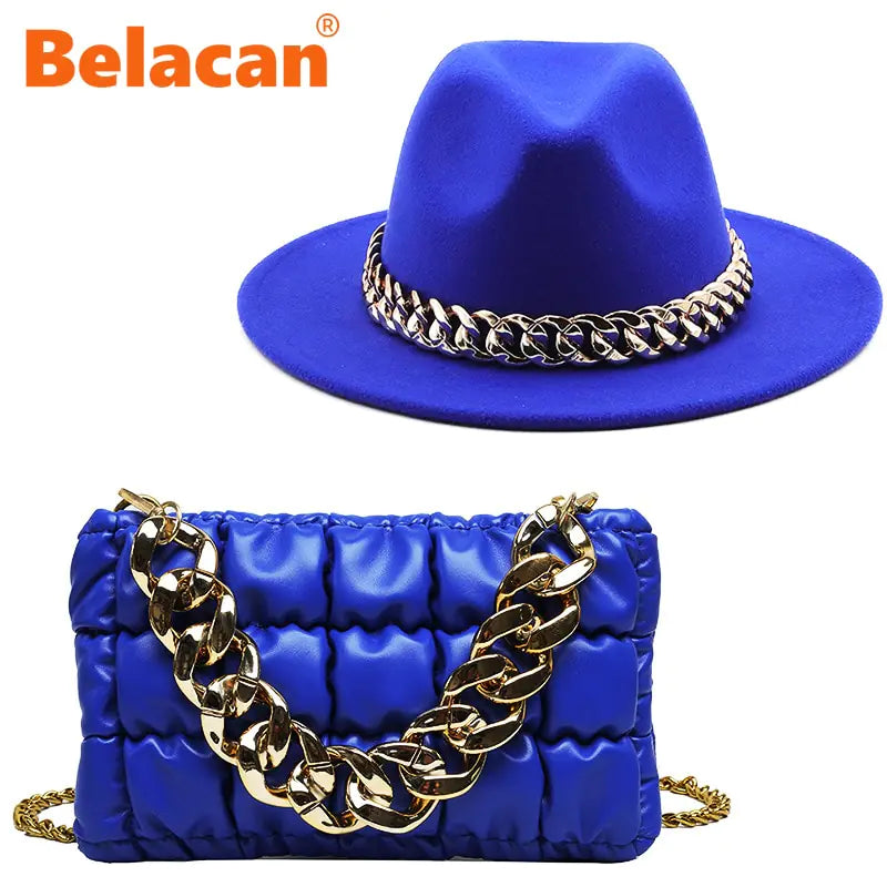 Fedora Hats Women Luxury Accessories Gold Chain Rieworkes