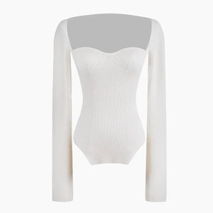 Ribbed Sweetheart Long Sleeve Top Rieworkes