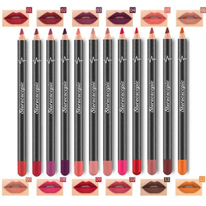 12Pcs Women Waterproof Lipstick Long Lasting Matte Lip Liner Pencil Lip Pen Set Rieworkes