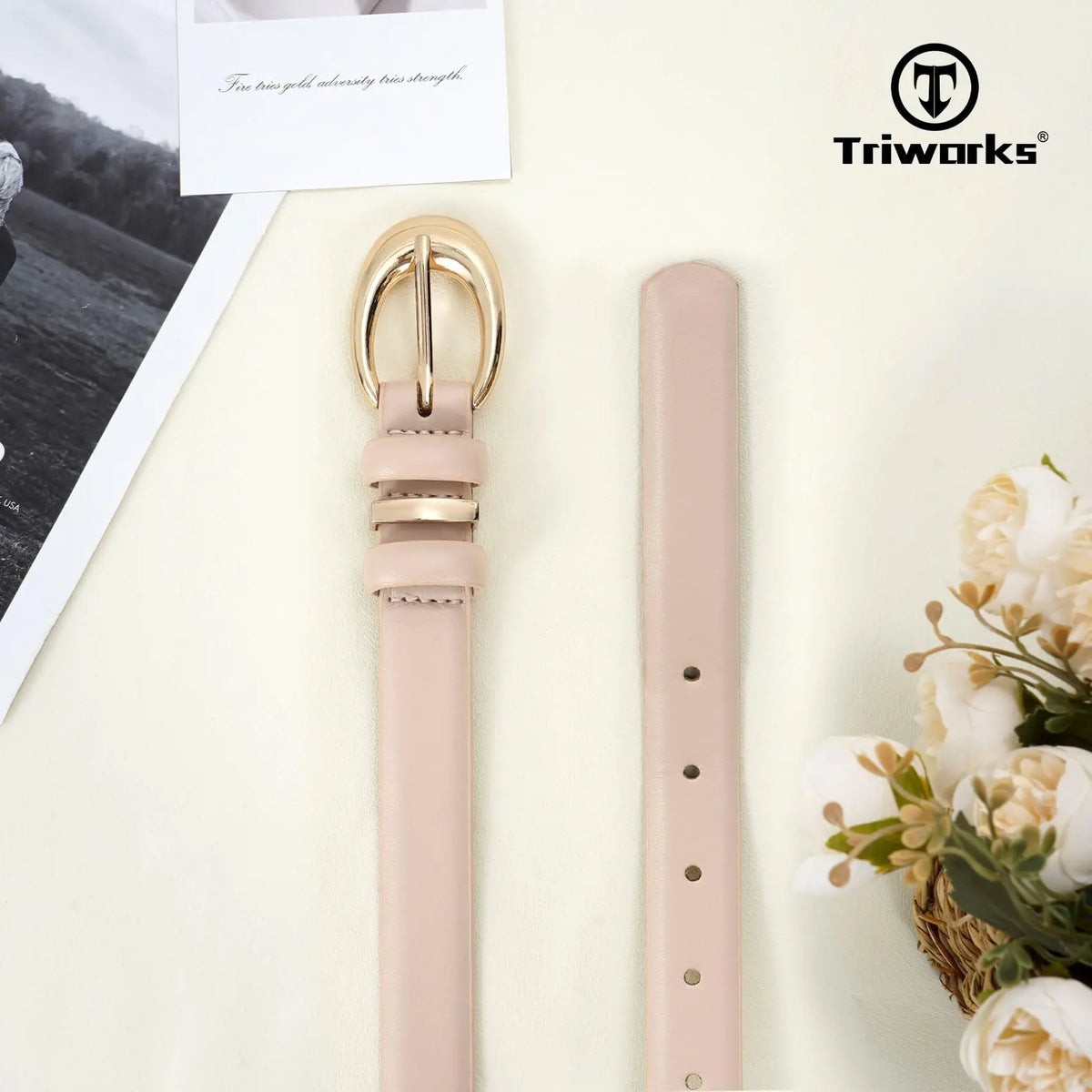 Women Leather Belt for Jeans Pants Fashion Ladies Skinny Faux Leather Dress belt with Gold Buckle Fit Wasit Size 27"-31" Beige Rieworkes