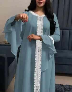 Modest Fashion For Women With Ruffled Sleeves And Embroidered Abaya Rieworkes