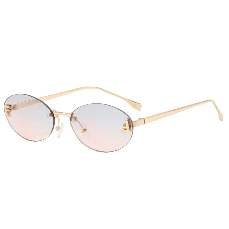 Trendy Women's Oval Metal Sunglasses by F Brand Mimarta