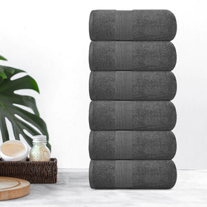 Resort Collection Soft Hand Towels 16x27 in 6 Pack Smoke Grey Luxury Hotel Rieworkes