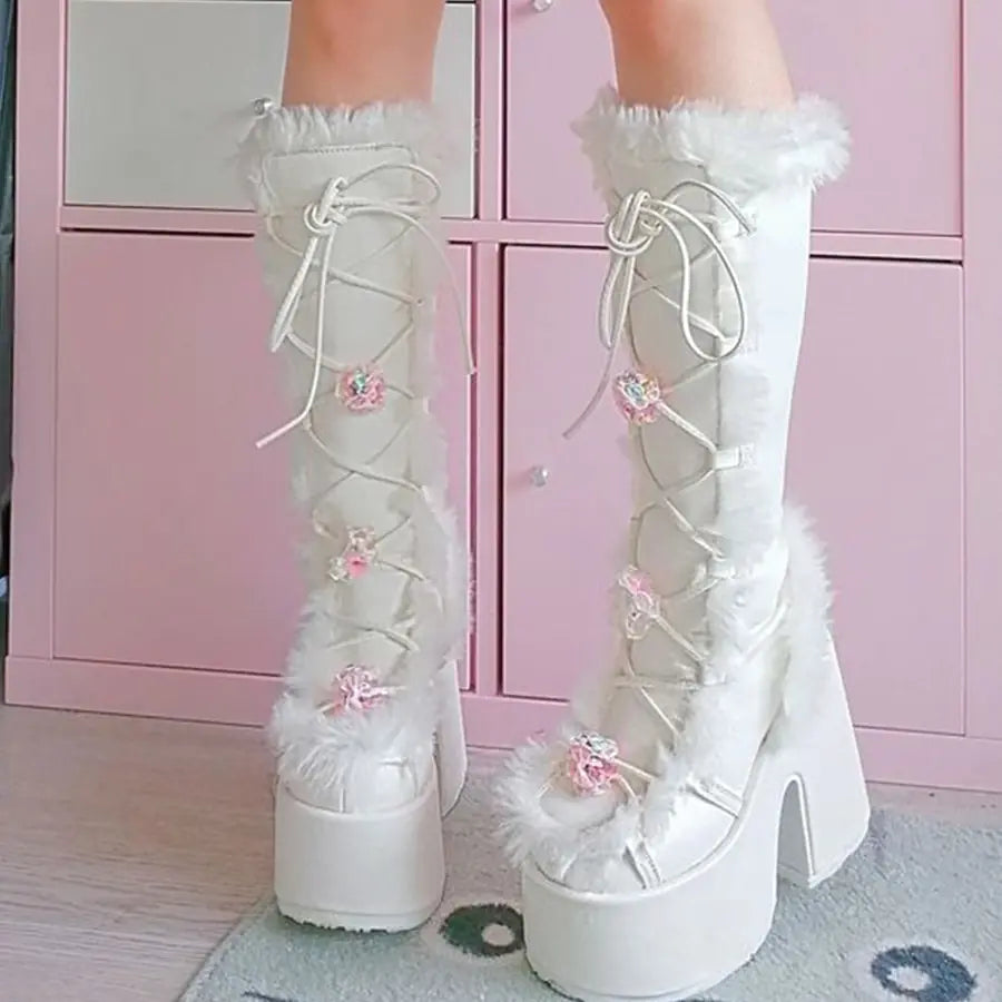 Chunky High Heeled Winter Boots Rieworkes