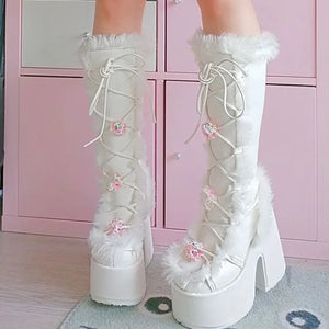 Chunky High Heeled Winter Boots Rieworkes