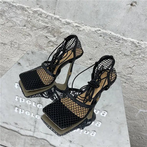 Netted Tie Up Heels Rieworkes