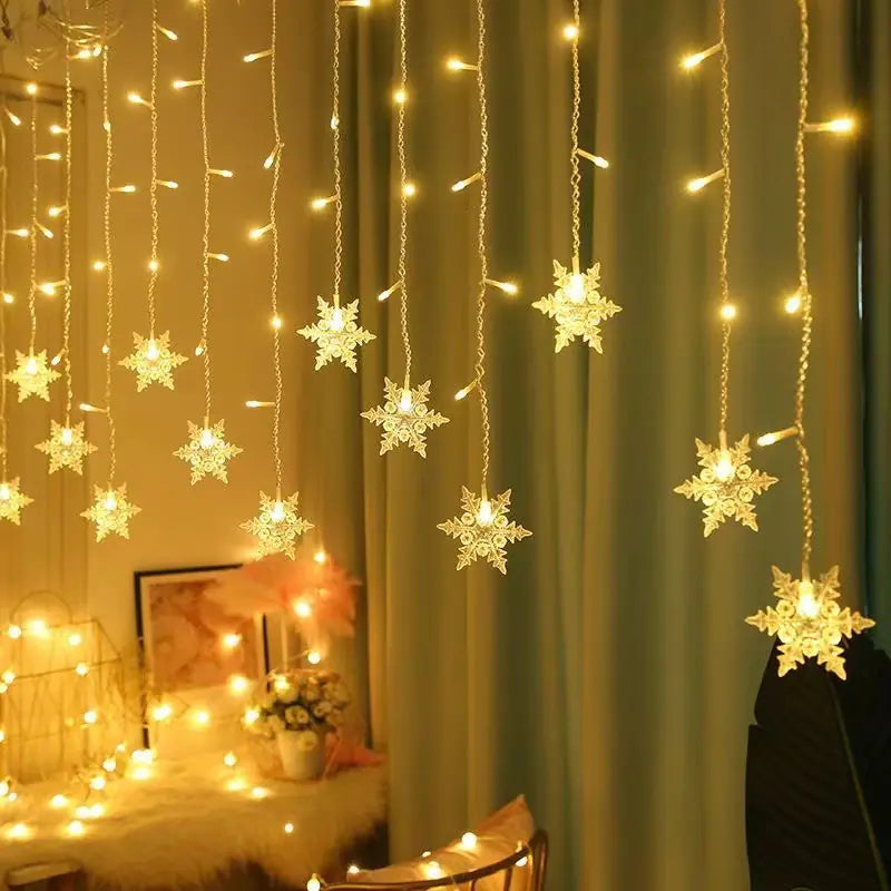 LED Snowflake Curtain Lights for Christmas &amp; Parties Mimarta
