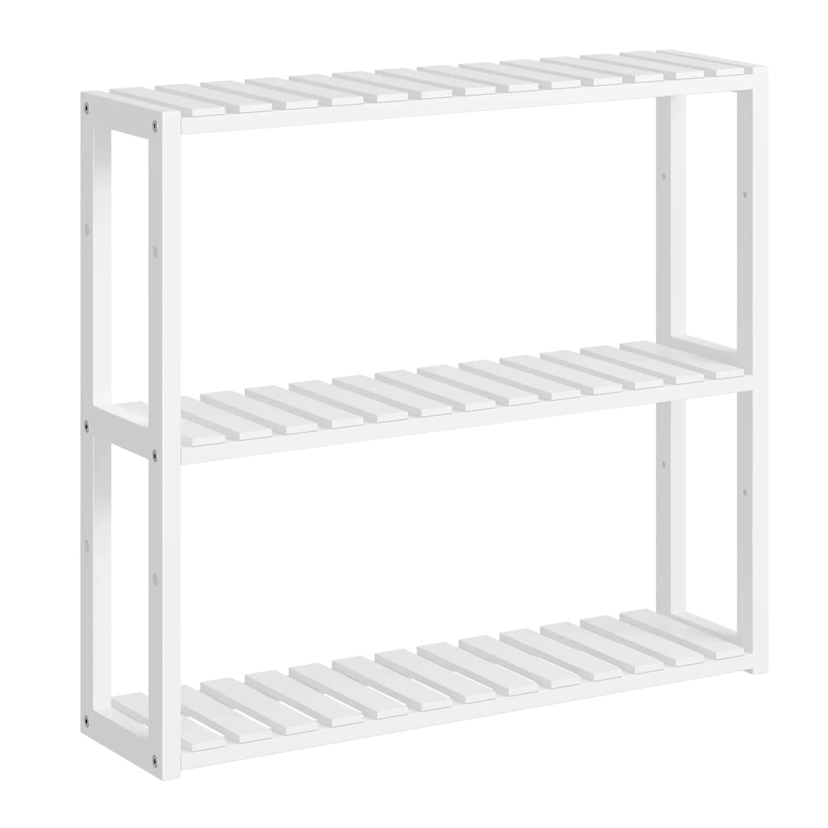 SONGMICS Bamboo Bathroom Shelf 3-Tier Adjustable Plants Rack Wall-Mounted or Stand in The Living Room Balcony Kitchen 5.9 x 23.6 x 21.3 Inches Cloud White UBCB13W Mimarta