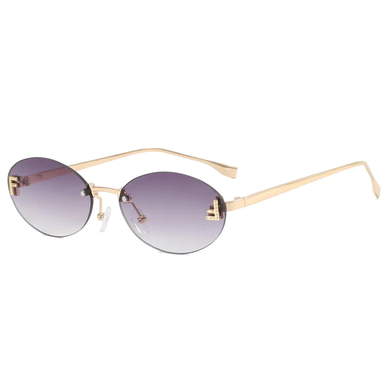 Trendy Women's Oval Metal Sunglasses by F Brand Mimarta