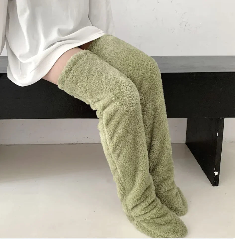 Fuzzy Over Knee High Winter Warm Socks Rieworkes