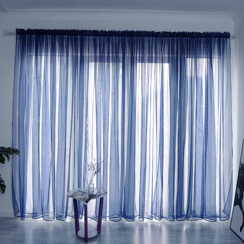 Simple And Modern Balcony Solid Color Gauze Curtain Rieworkes