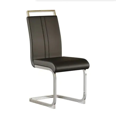 Modern Dining Chairs,PU Faux Leather High Back Upholstered Side Chair With C-shaped Tube Plating Metal Legs For Dining Room Kitchen Vanity Patio Club Guest Office Chair Set Of 2 Rieworkes