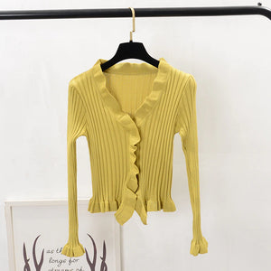 Women Ruffles Sweaters Cardigans Rieworkes