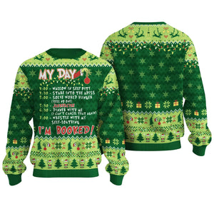 My Day Im Booked Ugly Sweater Christmas - Christmas Schedule Ugly Christmas Sweater - Knitted Unisex Movie Christmas Sweaters - Xmas Ugly Sweaters For Men - Women Ugly Sweater For Christmas (XL) Mimarta