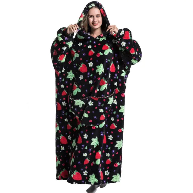 Oversized Long Blanket Hoodie Autumn Winter Fleece Rieworkes