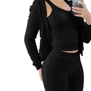HR8235 Women's Autumn Winter Hooded Vest Set Mimarta
