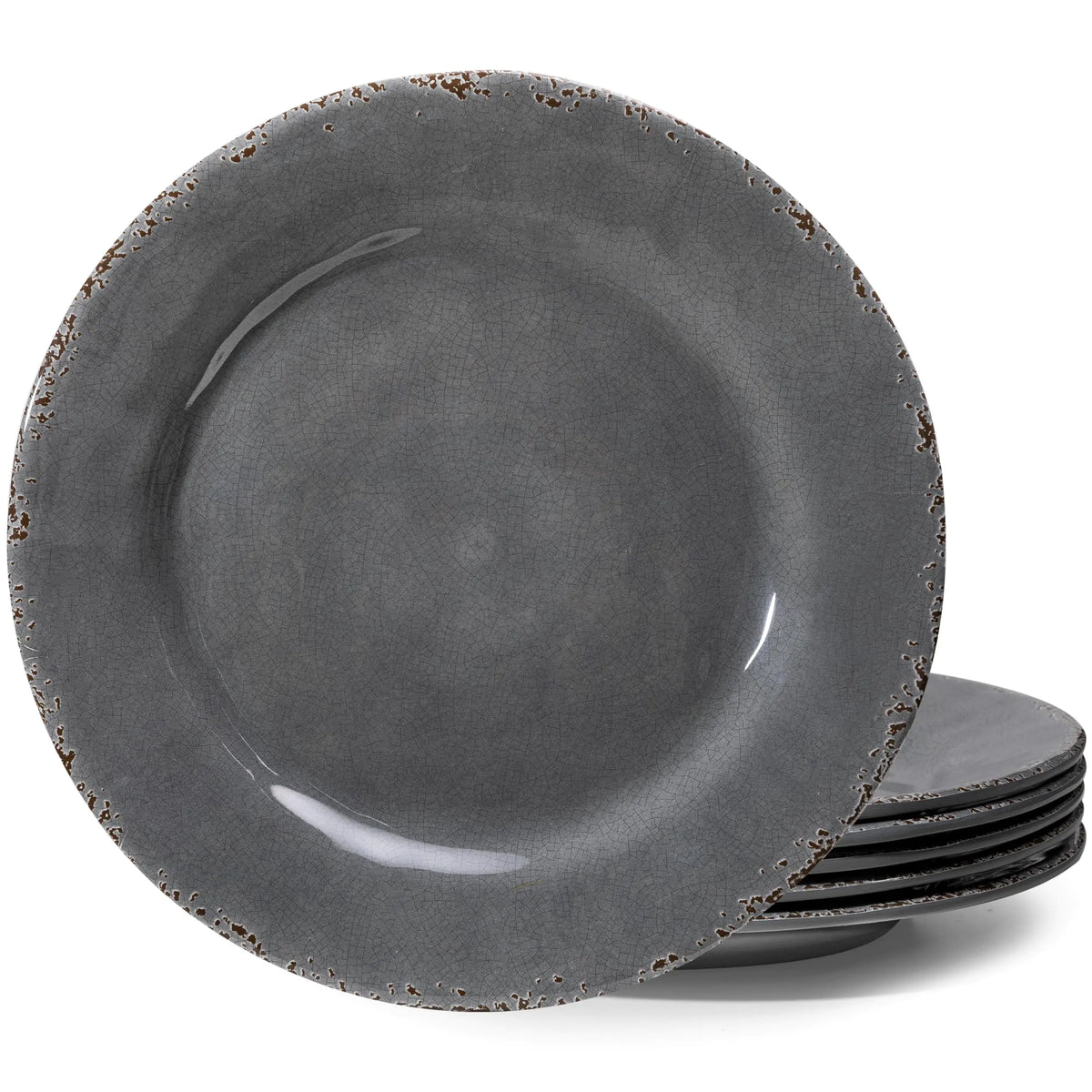 ZAROCRUS Farmhouse Melamine Dinner Plates Set of 6Break and Chip Resistant Kitchen Plates BPA Free 6pcs Dinner Dishes Set 11 Inch Lightweight larger Melamine Salad Plates for Everyday Use Gray… Mimarta