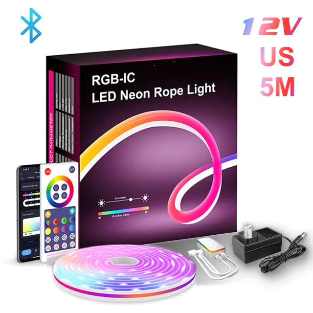 RGB LED Neon Light Bar with WiFi, App and Voice Control, Music Sync – Ideal for TV Backlighting and Room Decoration Rieworkes