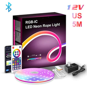 RGB LED Neon Light Bar with WiFi, App and Voice Control, Music Sync – Ideal for TV Backlighting and Room Decoration Rieworkes