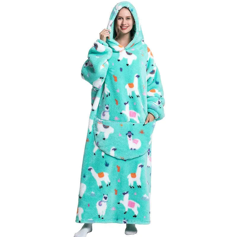 Oversized Long Blanket Hoodie Autumn Winter Fleece Rieworkes