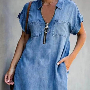 Denim Dress With Zip Closure Rieworkes