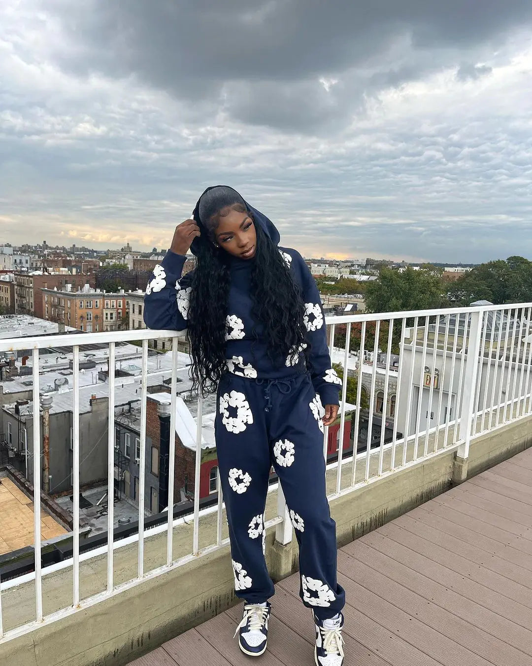 XS0021 2023 Fall Winter Floral Sweatshirt Set Mimarta