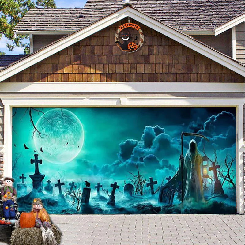 Halloween Misty Forest Garage Door Banner Rieworkes